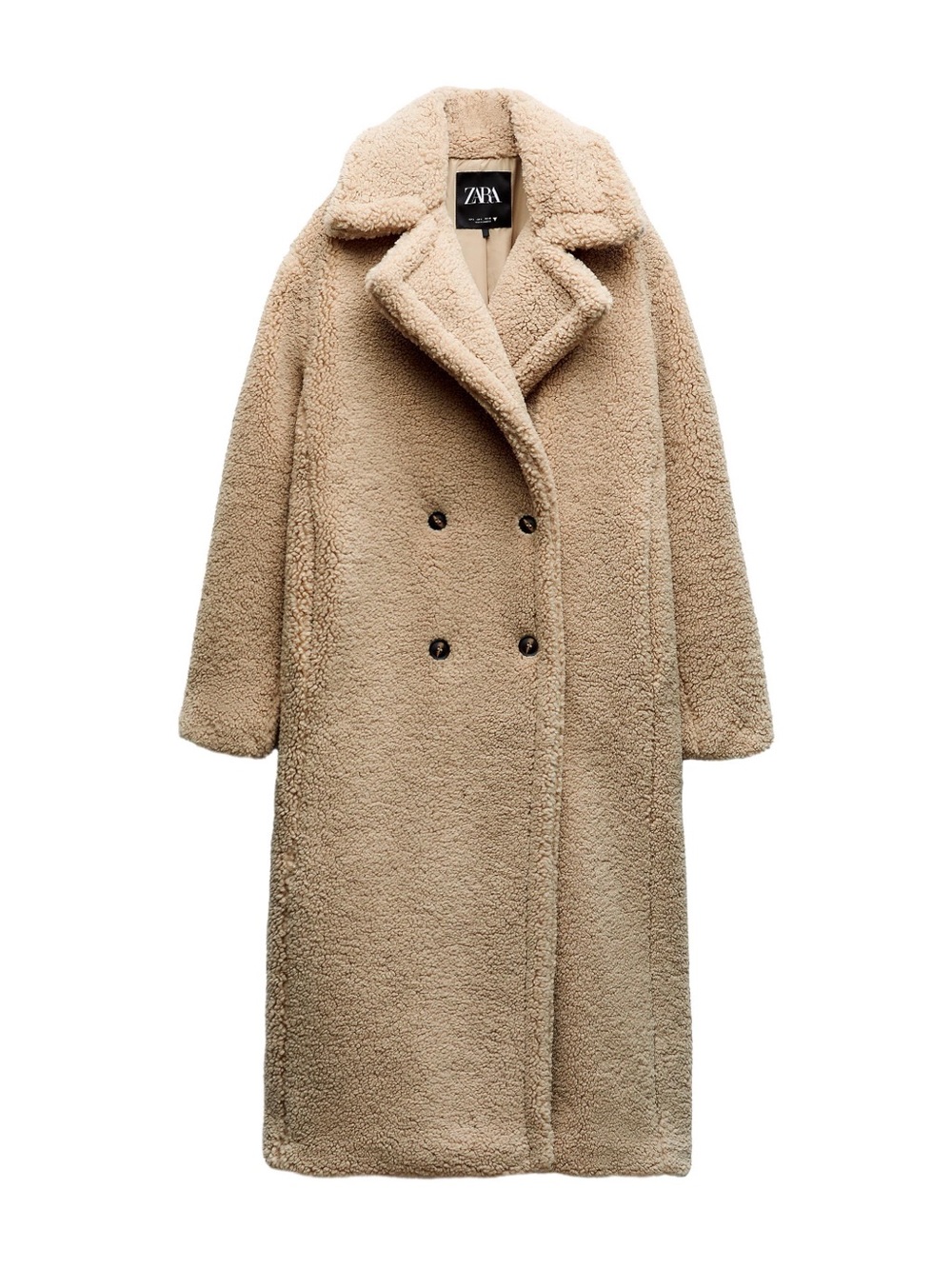 NWT ZARA Shearling Faux fur Trench Coat in Cream Size Large